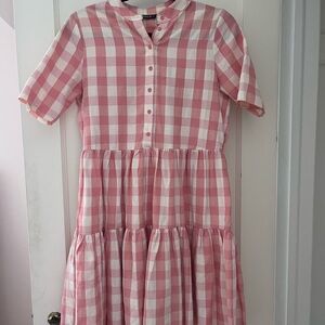 SHEIN Pink and White Checkered Kids Dress